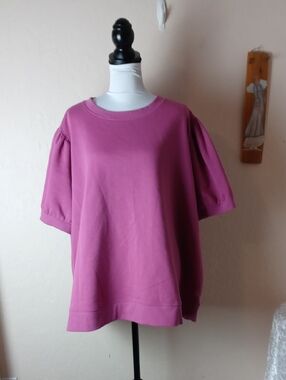 NWT Women's Puff Sleeve Sweatshirt Top - Pink